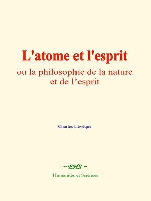 cover image of L'atome et l'esprit